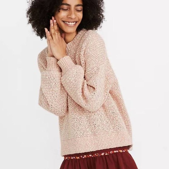 Madewell Sweaters - Madewell Baez Pullover Sweater Light Pink Wool Alpaca Chunky Open Knit